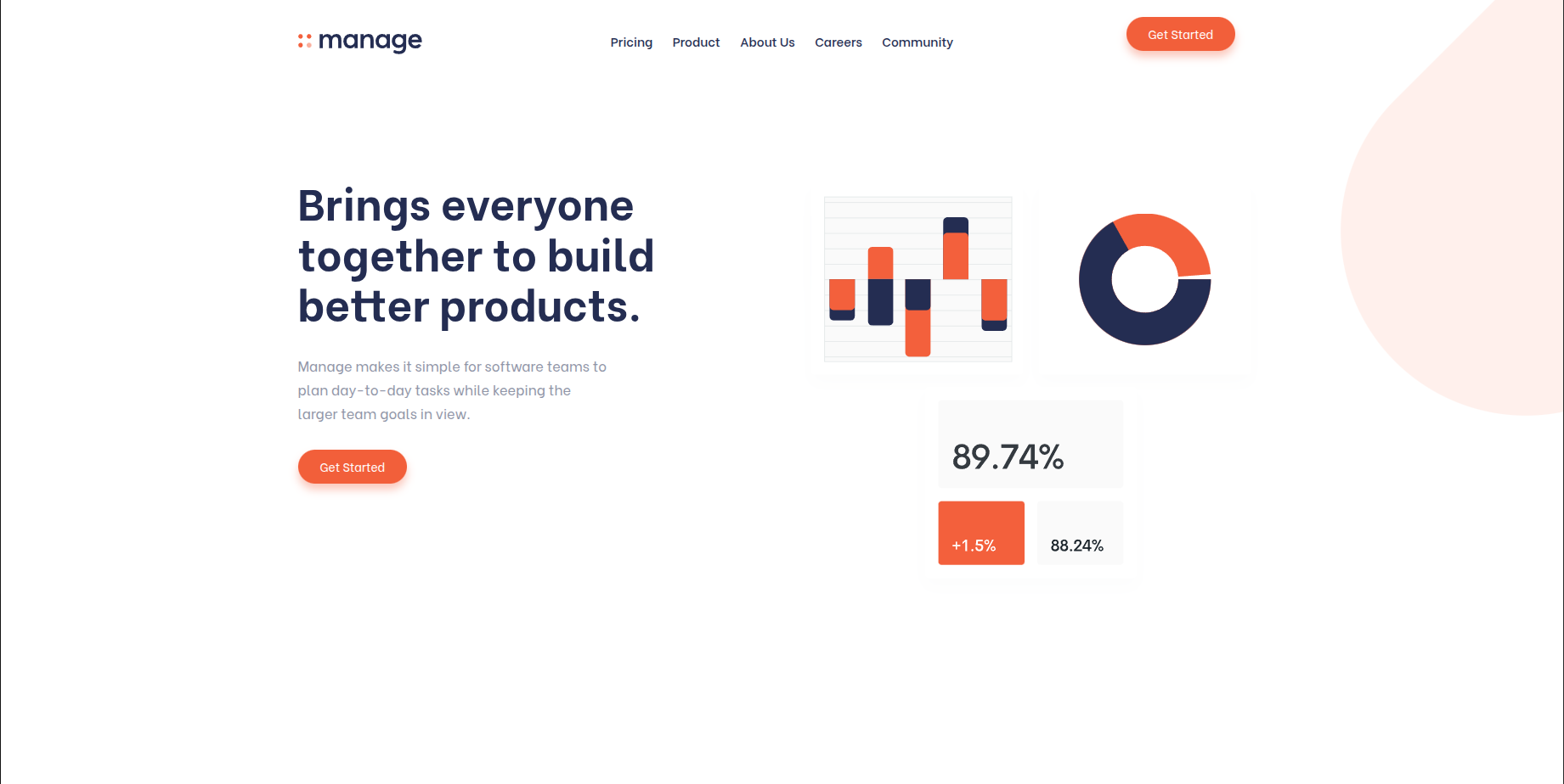 Manage - Mobile App Website preview